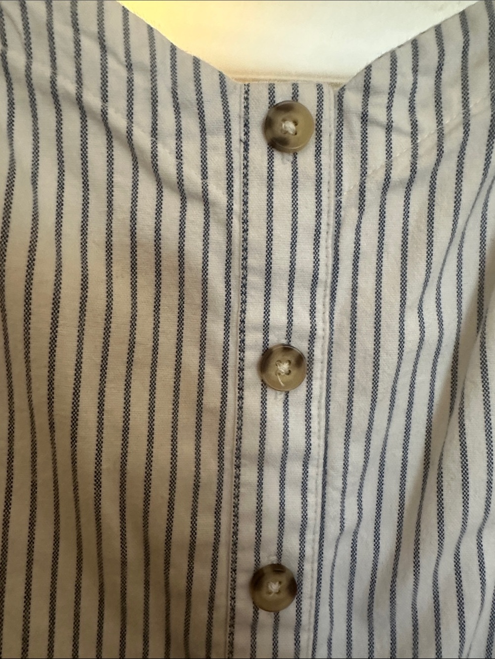 Abercrombie & Fitch White and Navy Pinstripe Button-Front Mini Dress - Picture 2 of 4